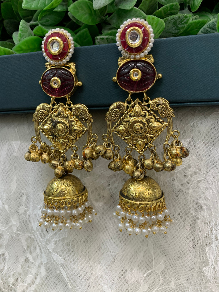 Gold plated silver replica jhumka earring