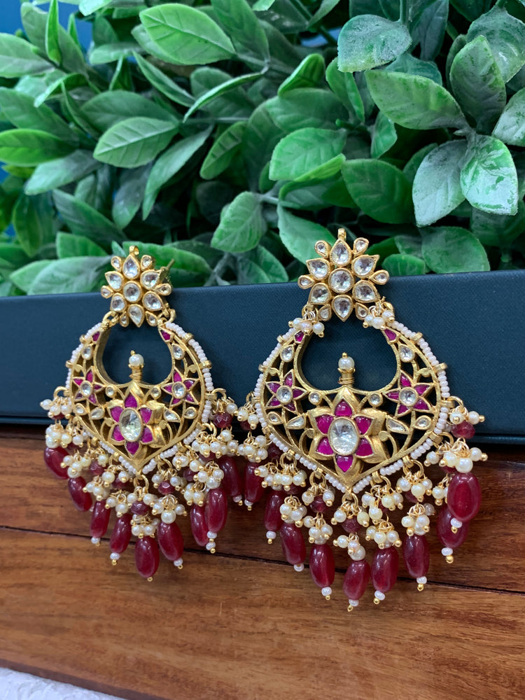 Ahmedabadi pachi Kundan chandbali earring gold