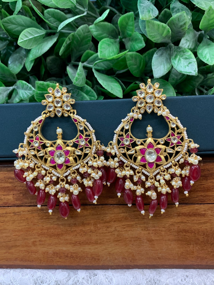 Ahmedabadi pachi Kundan chandbali earring gold