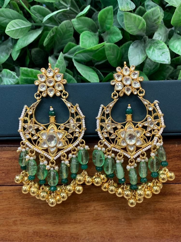 Ahmedabadi pachi Kundan chandbali earring gold