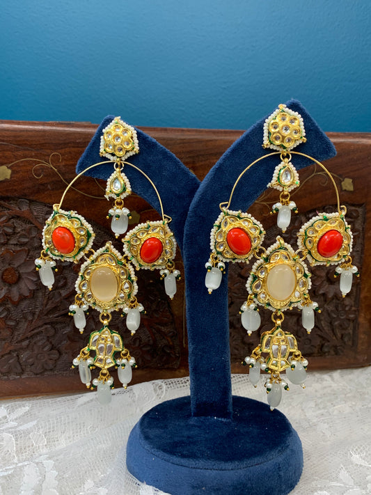 Phool Kundan chandbali earring