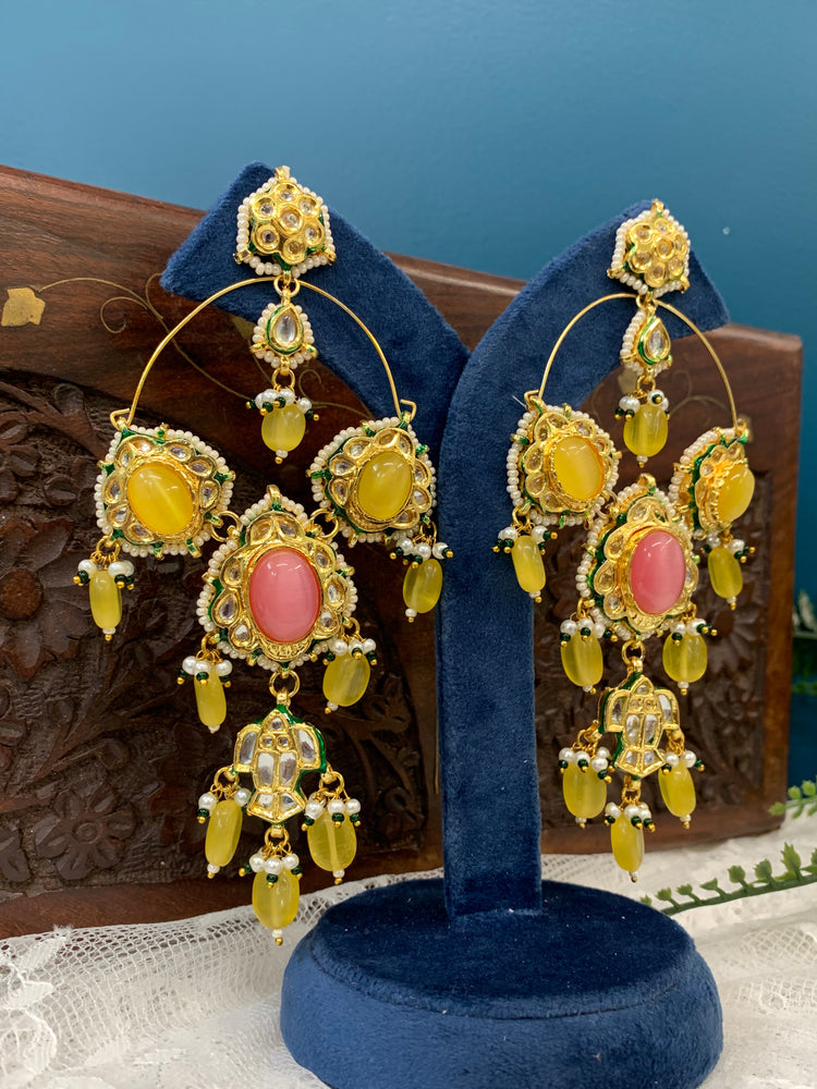 Phool Kundan chandbali earring