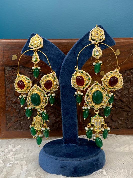 Phool Kundan chandbali earring