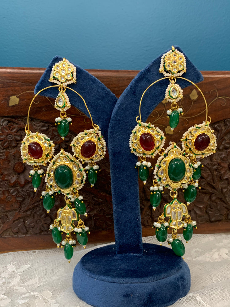 Phool Kundan chandbali earring