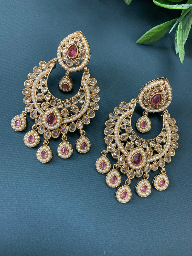 Lia polki Chandbali earring cherry red