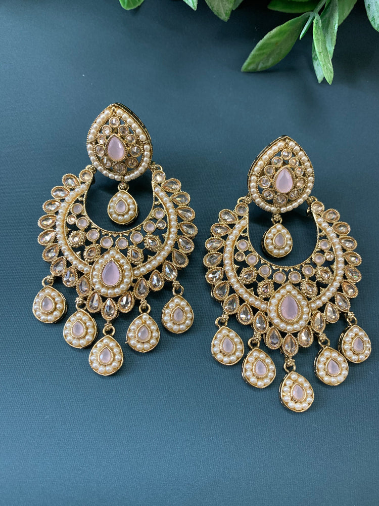 Lia polki Chandbali earring blush pink