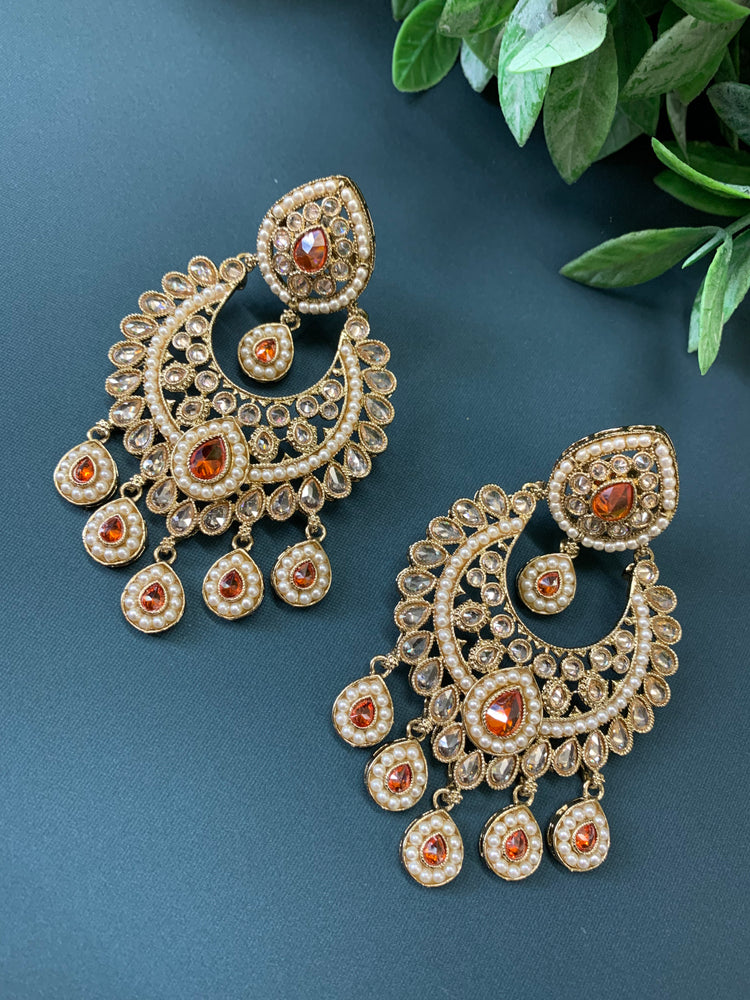 Lia polki Chandbali earring orange