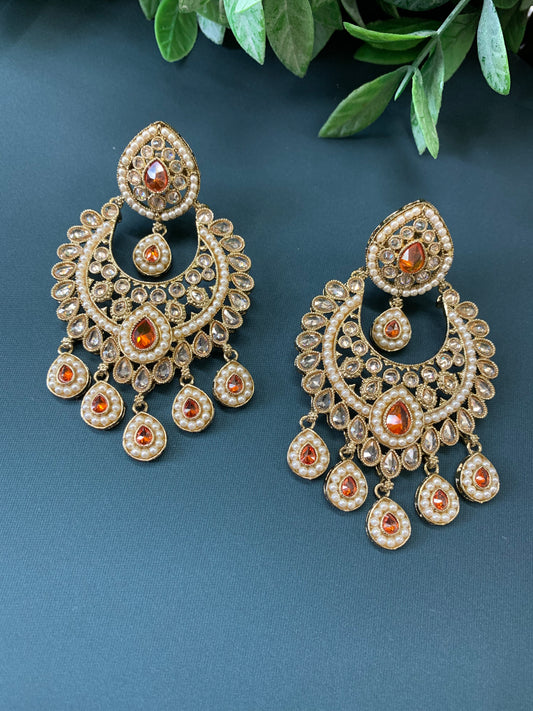 Lia polki Chandbali earring orange