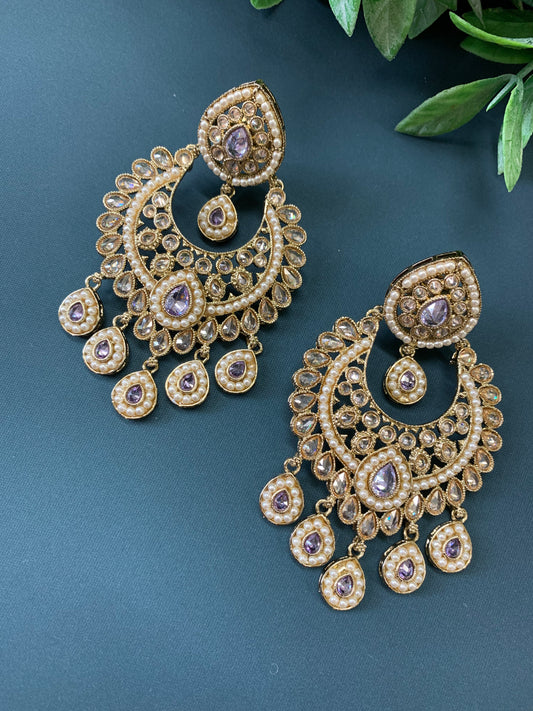 Lia polki Chandbali earring clear polki