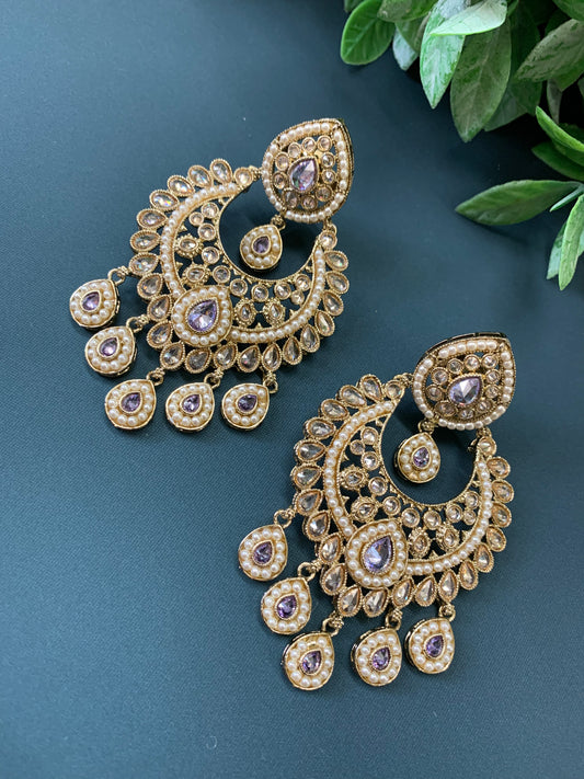 Lia polki Chandbali earring clear polki