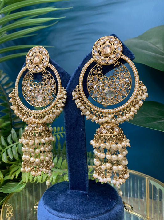 Ashley polki oversized jhumki earring with sahare