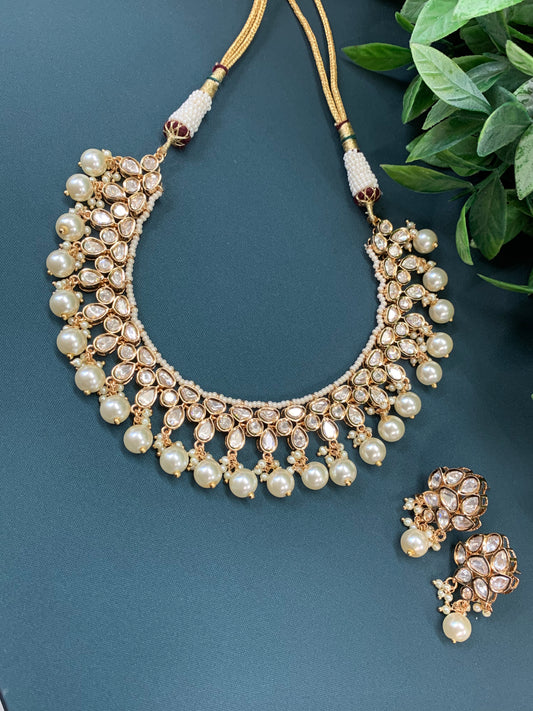 Victor tyaani kundan necklace pearly white