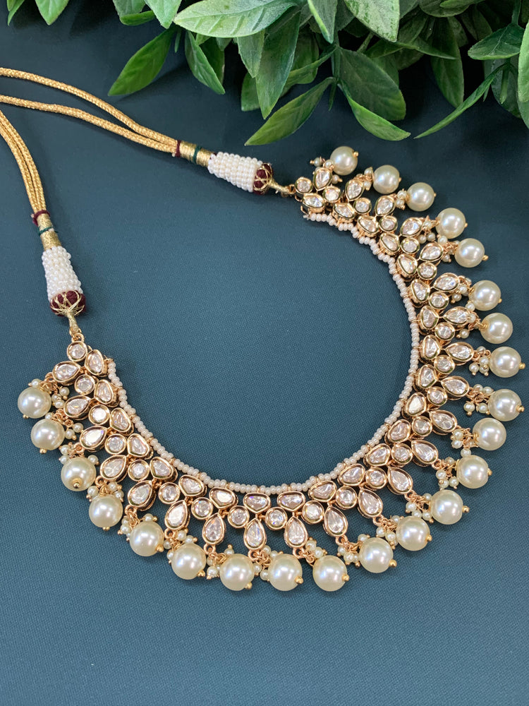 Victor tyaani kundan necklace pearly white