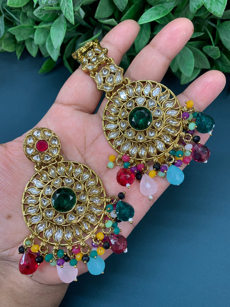 Aayrah kundan earring tikka set multi