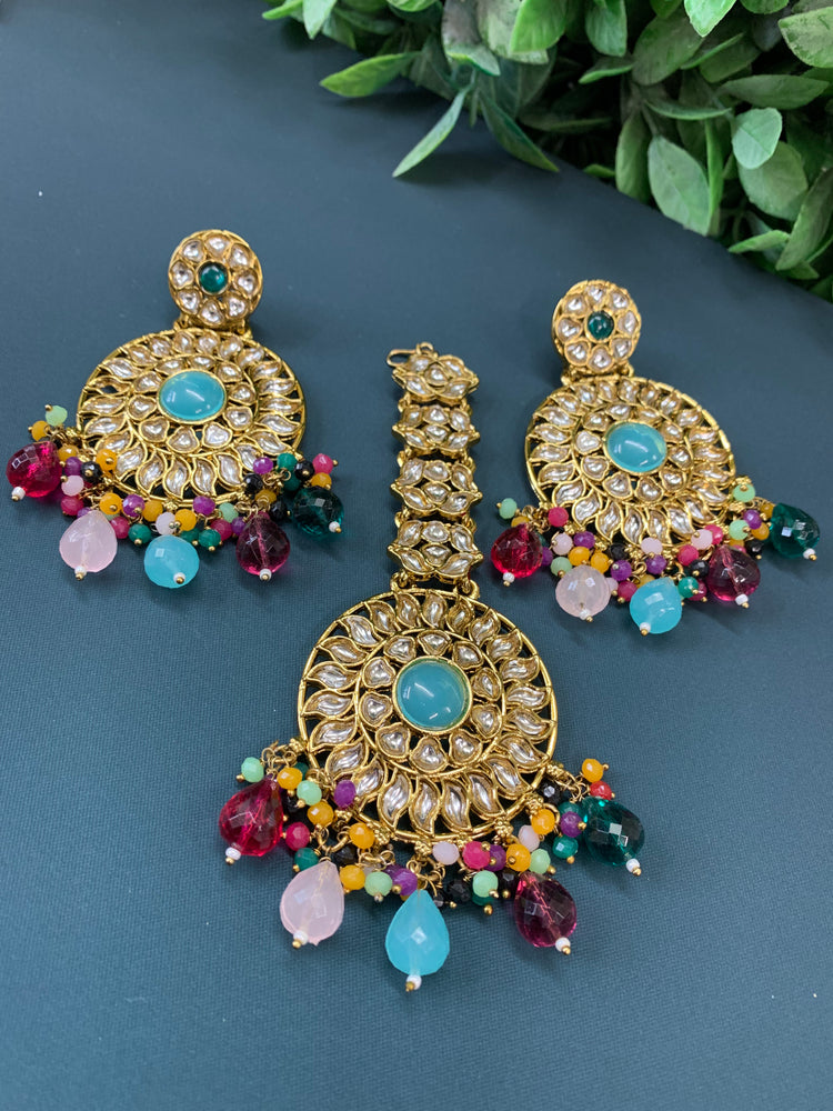 Aayrah kundan earring tikka set multi