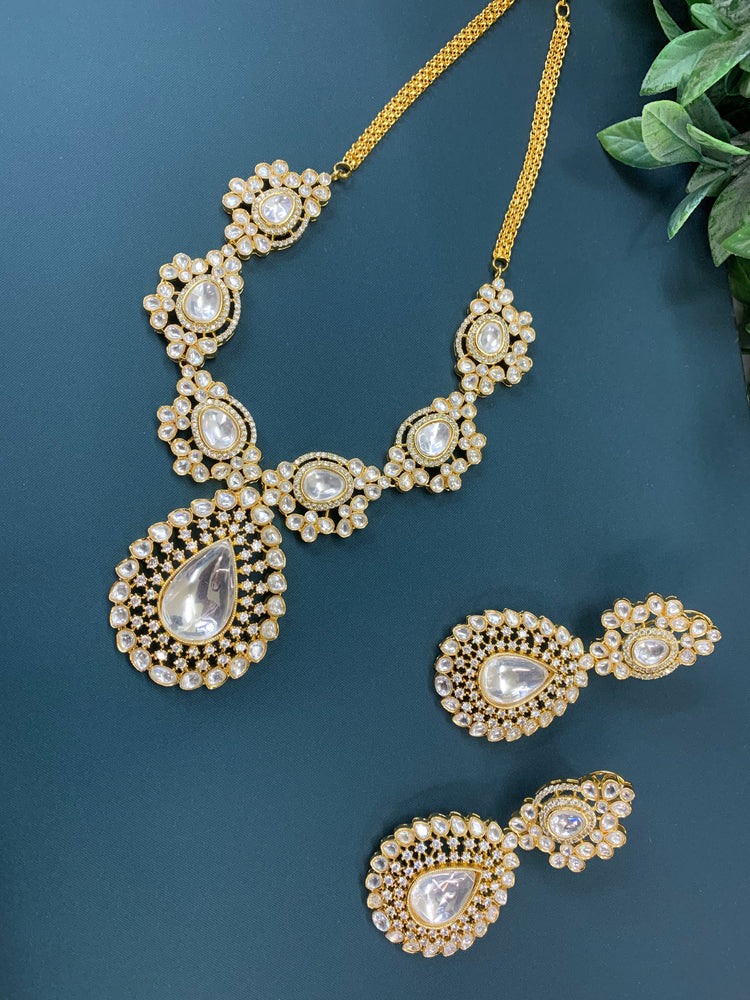 Ashis sabyasachi inspired moissanite kundan pendant necklace