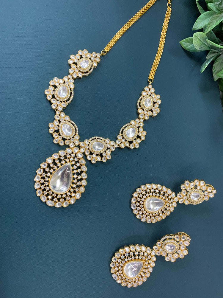 Ashis sabyasachi inspired moissanite kundan pendant necklace