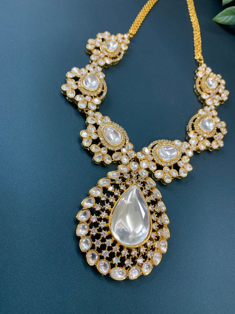 Ashis sabyasachi inspired moissanite kundan pendant necklace