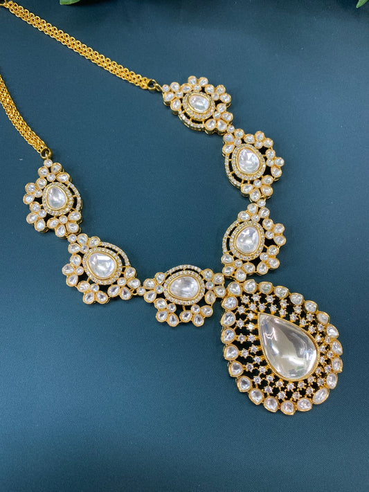 Ashis sabyasachi inspired moissanite kundan pendant necklace