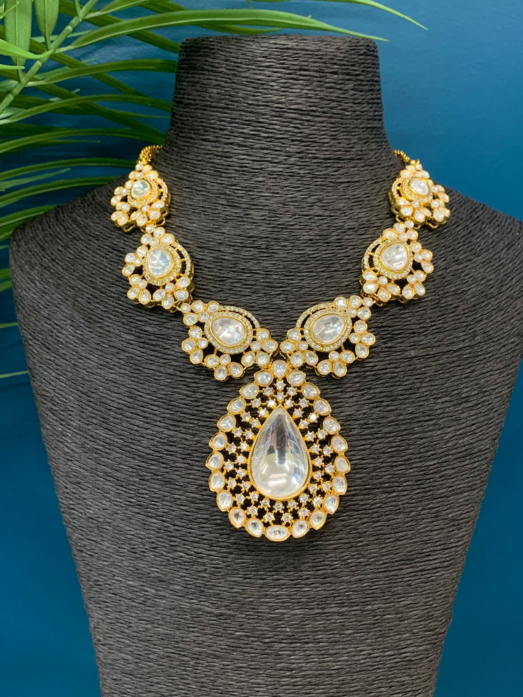 Ashis sabyasachi inspired moissanite kundan pendant necklace