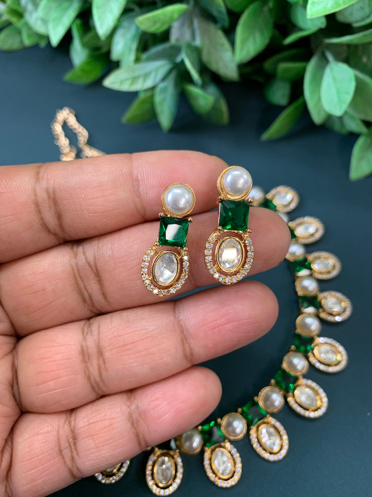 Elia Tyaani kundan necklace set emerald green