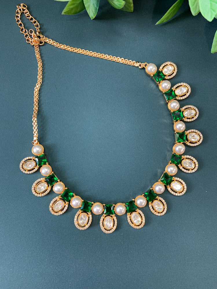 Elia Tyaani kundan necklace set emerald green