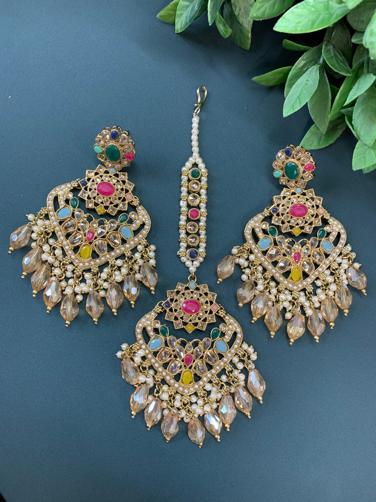 Trisha tikka set polki earring tikka multi