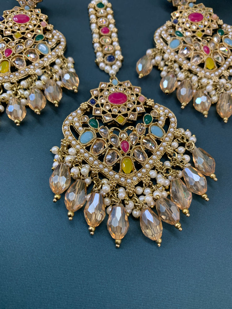 Trisha tikka set polki earring tikka multi