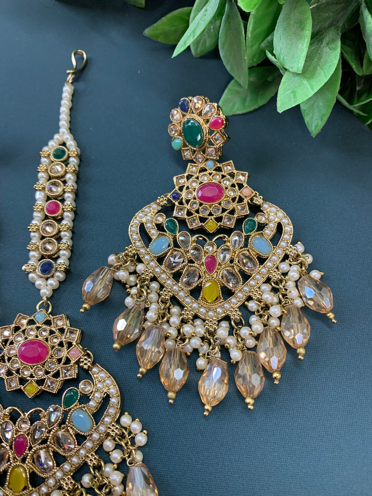 Trisha tikka set polki earring tikka multi