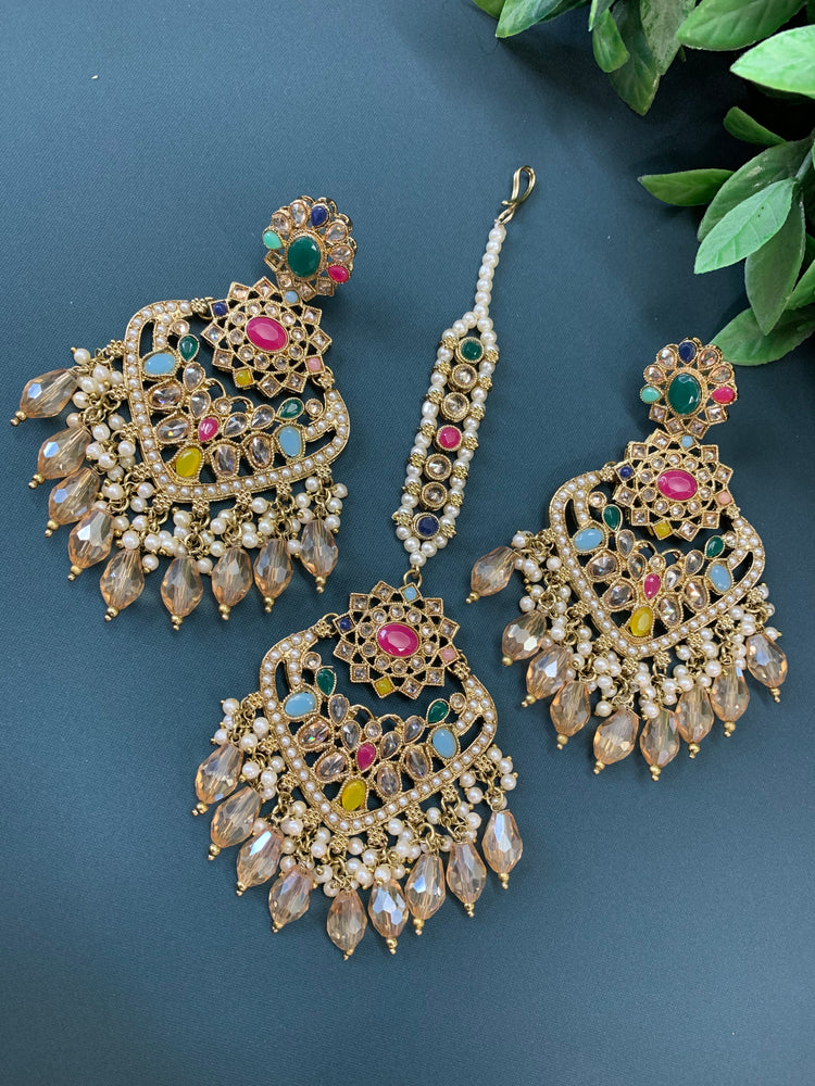 Trisha tikka set polki earring tikka multi