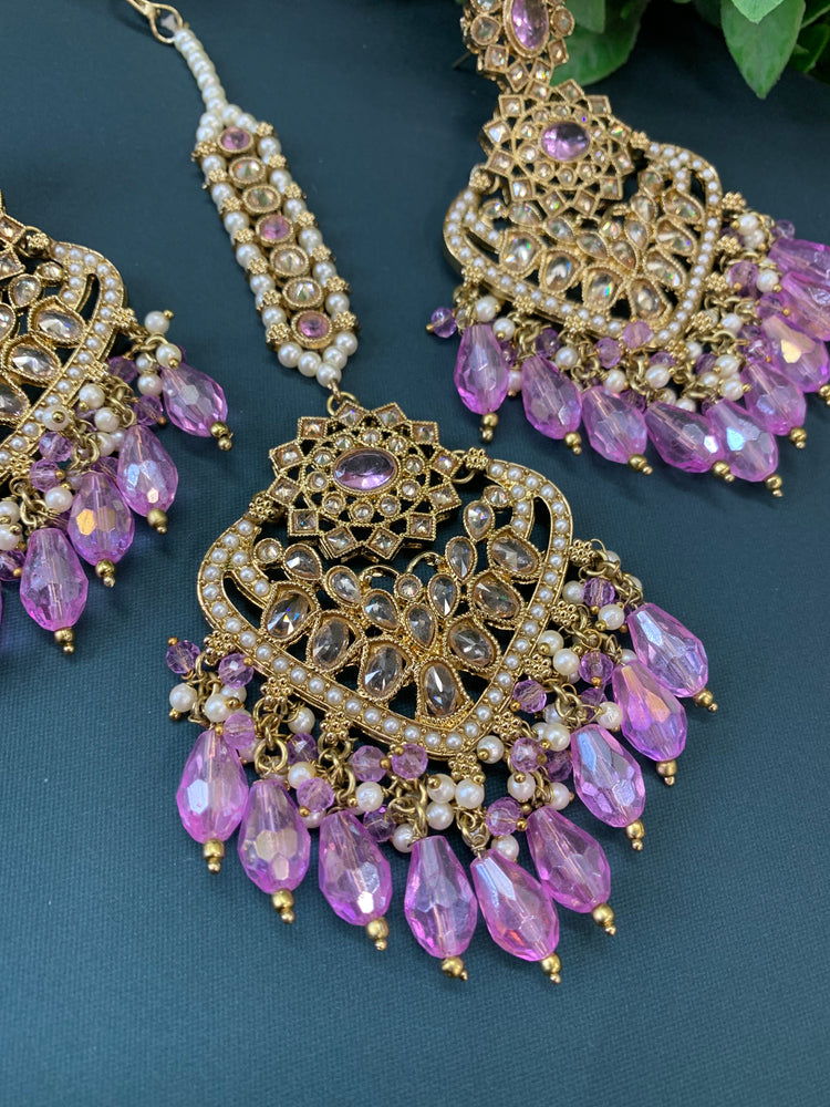 Trisha tikka set polki earring tikka lavender / lilac