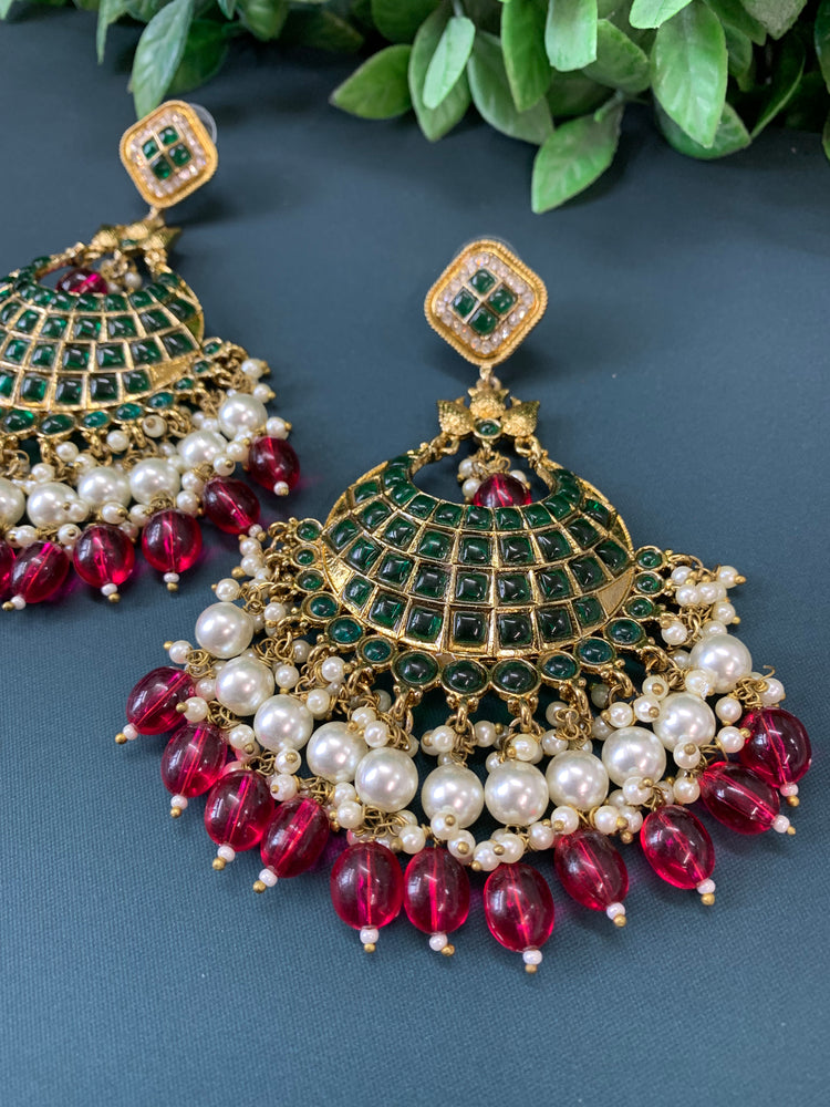 Owens kundan fashion chandbali earring set cherry