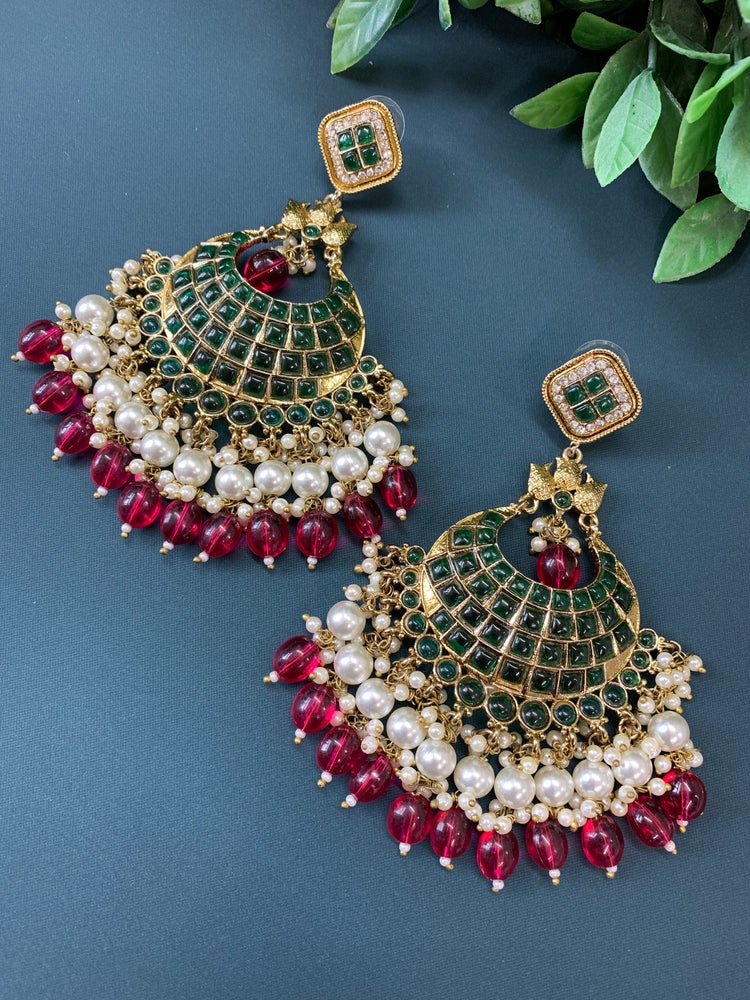 Owens kundan fashion chandbali earring set cherry