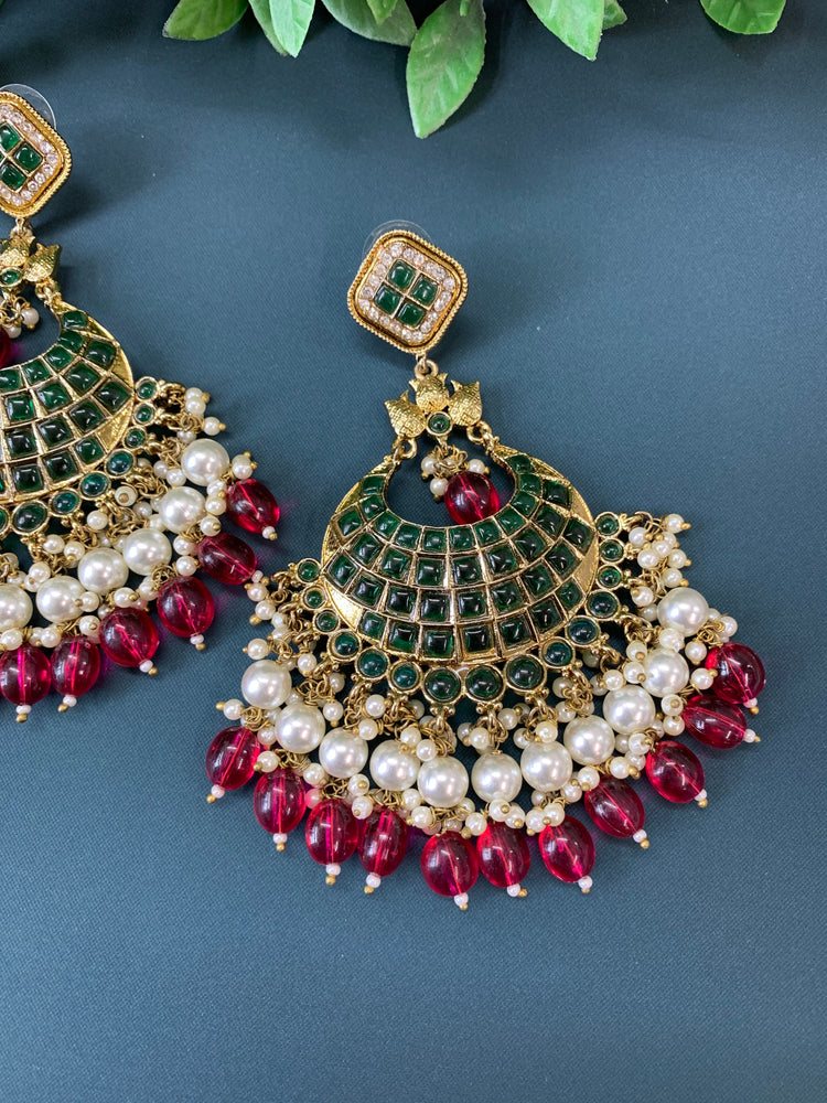 Owens kundan fashion chandbali earring set cherry