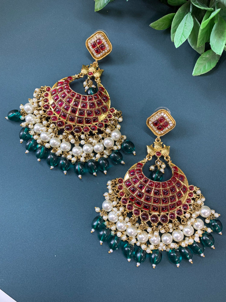 Owens kundan fashion chandbali earring set cherry