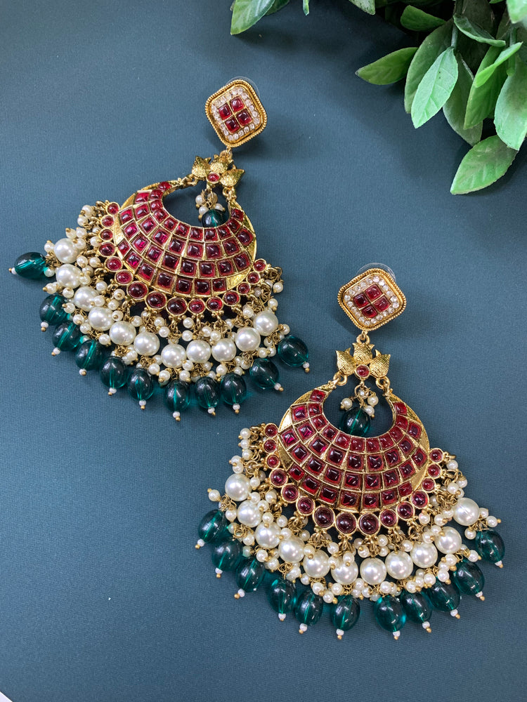 Owens kundan fashion chandbali earring set cherry