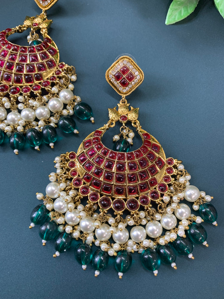 Owens kundan fashion chandbali earring set cherry