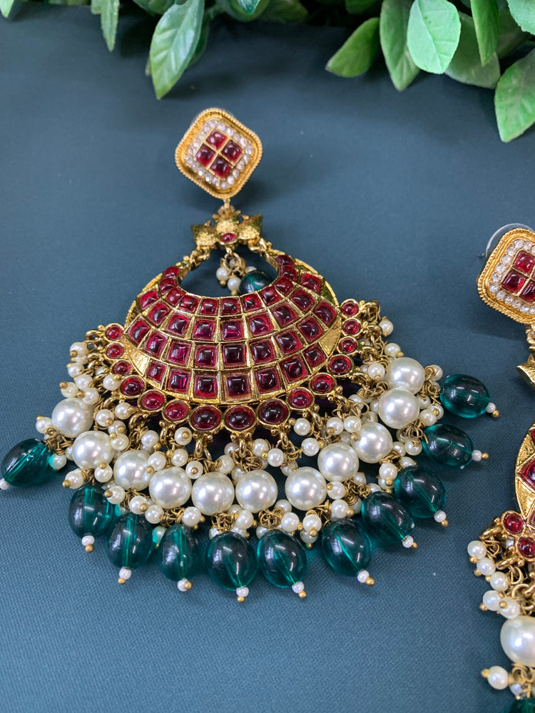 Owens kundan fashion chandbali earring set cherry