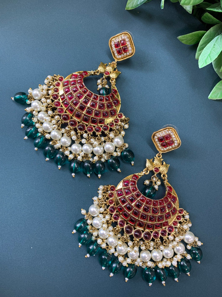 Owens kundan fashion chandbali earring set cherry