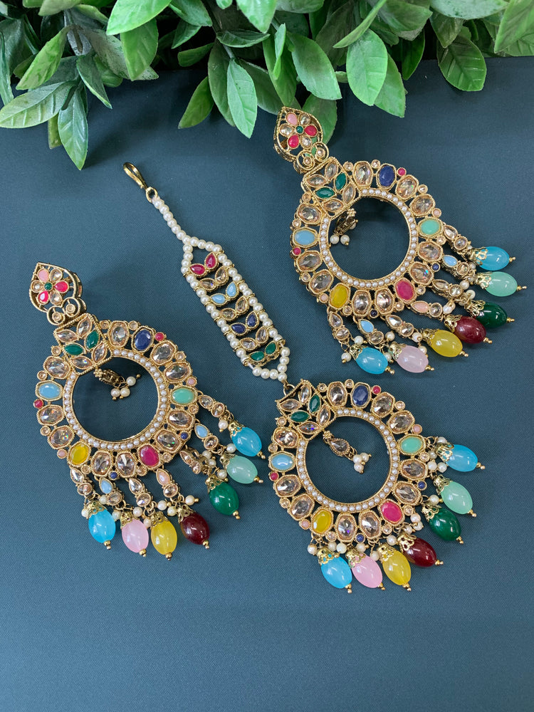 Poppy tikka set polki earring poppy