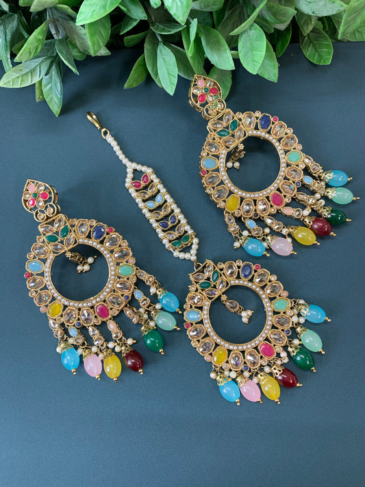 Poppy tikka set polki earring poppy