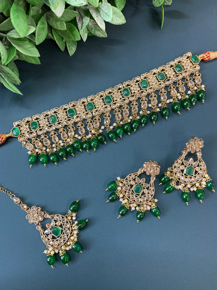 Nicole polki choker in monalisa emerald green