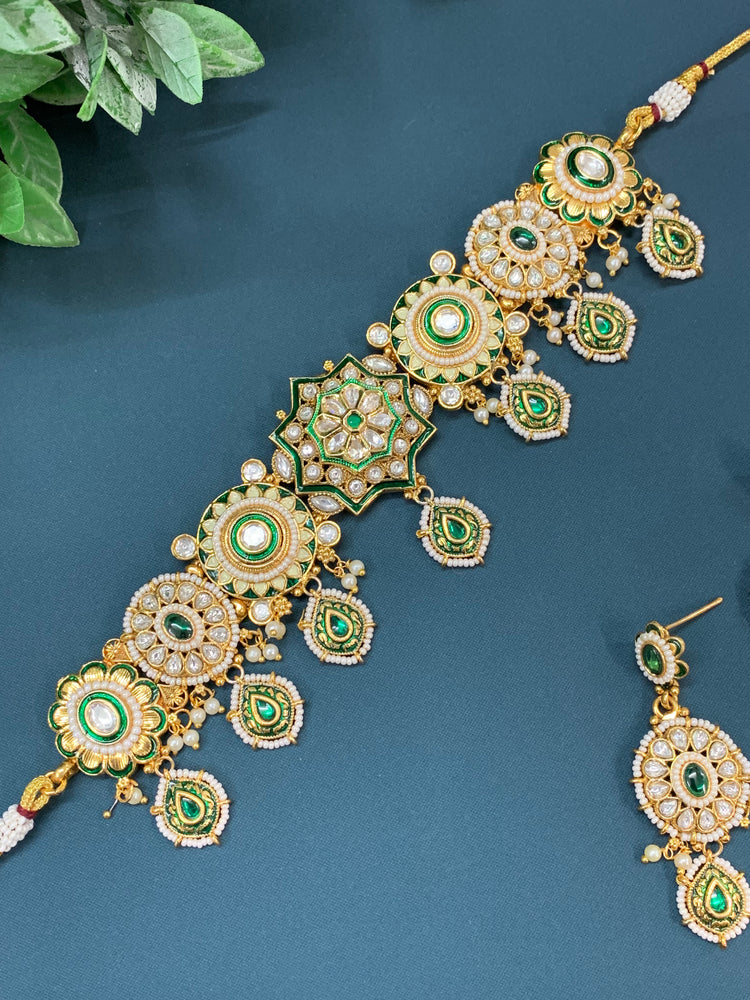 Jill Tyanni kundan choker necklace with handpainted meena