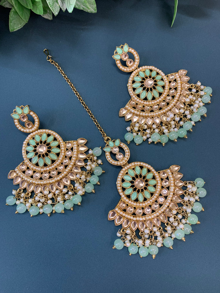 Madison chadbali earring tikka set mint green