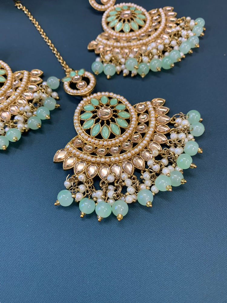 Madison chadbali earring tikka set mint green