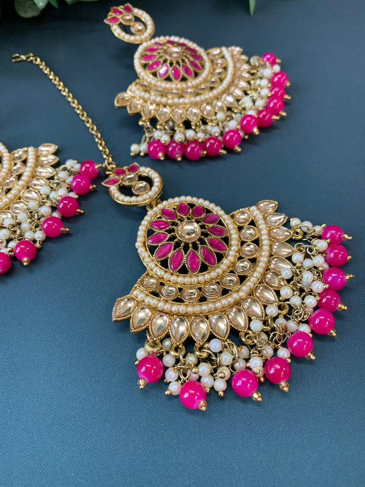 Madison chadbali earring tikka set hot pink / magenta