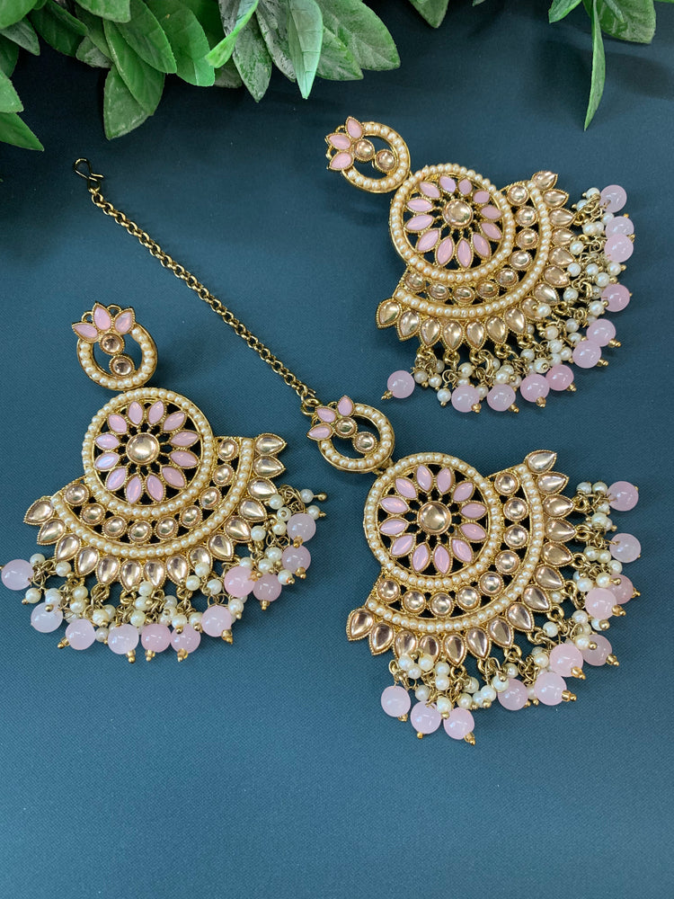 Madison chadbali earring tikka set blush pink