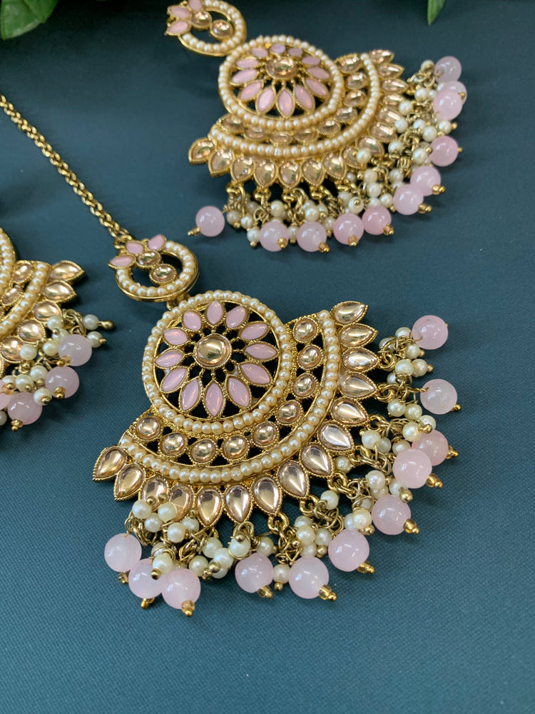 Madison chadbali earring tikka set blush pink