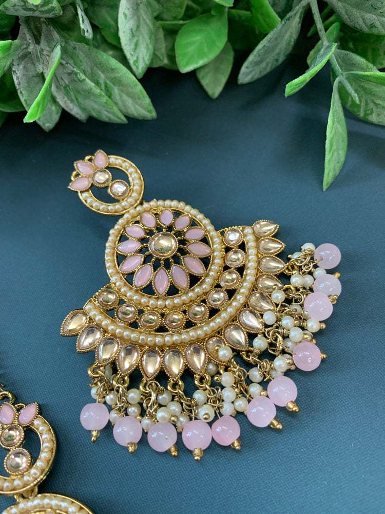 Madison chadbali earring tikka set blush pink