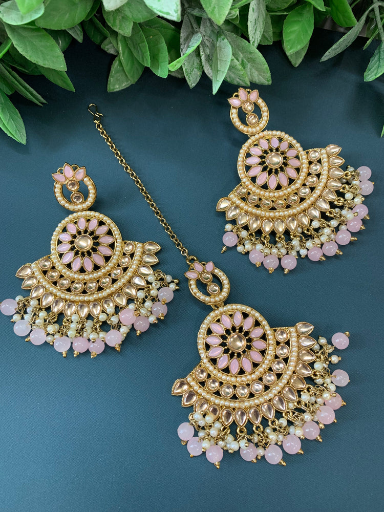 Madison chadbali earring tikka set blush pink